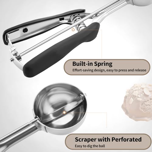 JETONN Large Cookie Scoop #20, 3 Tbsp Stainless Steel Dough Scooper