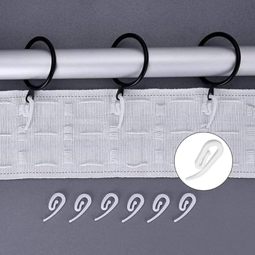 200-Piece Plastic Curtain Hooks for Track Sliders and Roller Rings, 1.1 Inch