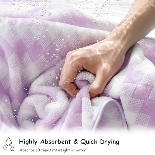 Light Purple Diamond Hand Towels Set - 2 Pcs (16"x31") Soft & Absorbent
