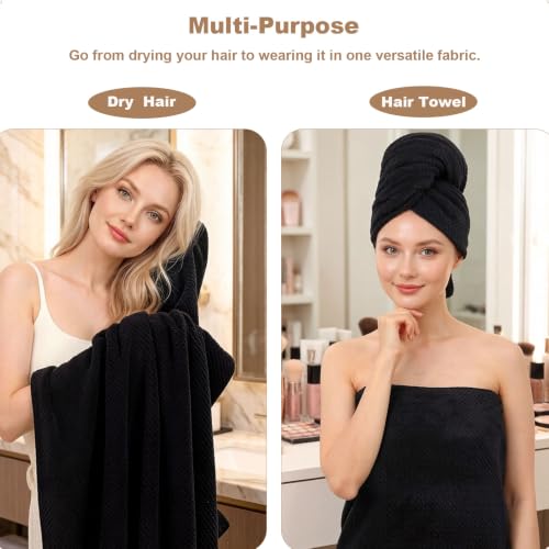 Wuwahold Microfiber Hair Towels Set - Super Absorbent & Quick Drying (2 Pack, 40" x 20")
