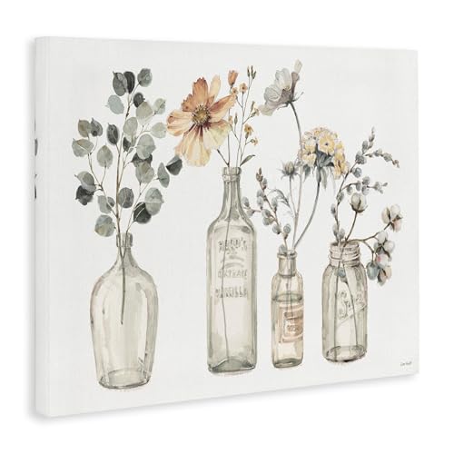Stupell Industries Antique Floral Bouquets Flowers Glass Jar Painting, 16x20, Canvas
