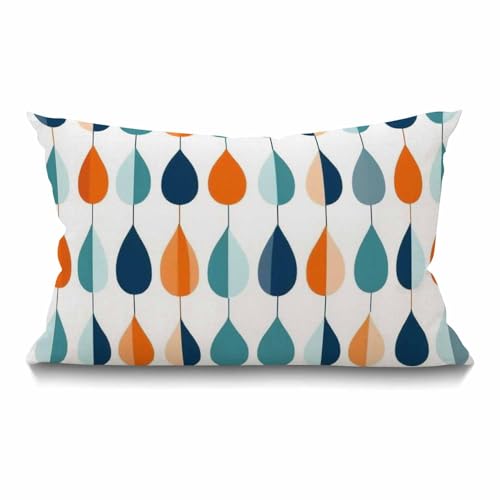 Smooffly Mid-Century Modern Lumbar Throw Pillow Cover, 12x20 Cotton Linen