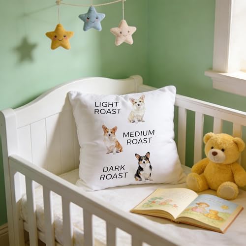 Coffee Welsh Corgi Pillow Cover 18x18 - Double-Sided Decorative Pillowcase