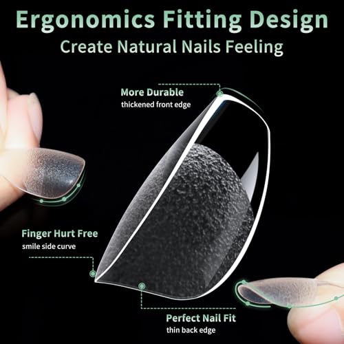 LEYKOSH Medium Coffin Nail Tips, 216 Pcs Clear Soft Gel Fake Nails