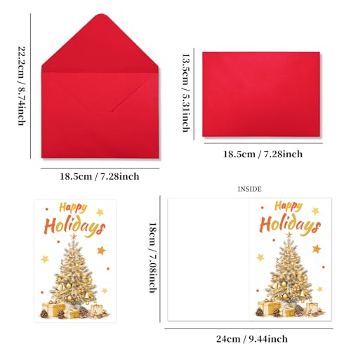 Merry Christmas Greeting Cards with Envelope - 4.72x7.08 inches