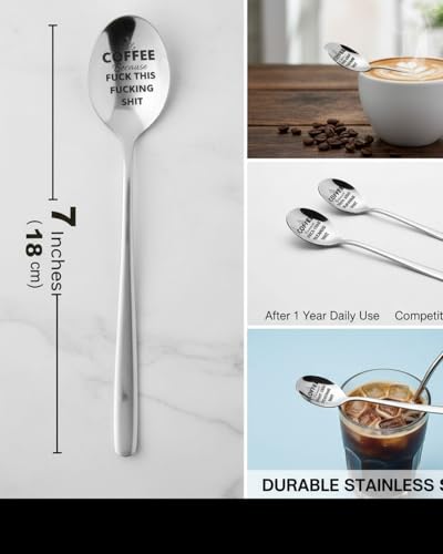 Engraved Stainless Steel Coffee Spoon - Unique Gift for Coffee Lovers