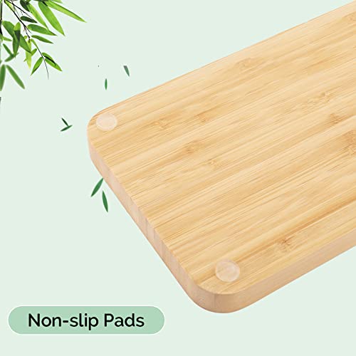 Natural Bamboo Vanity Tray - Compact Wooden Bathroom Organizer