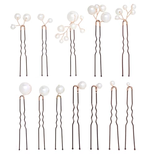 12 Pcs Pearl Wedding Hair Pins U Shape Bridal Hair Accessories