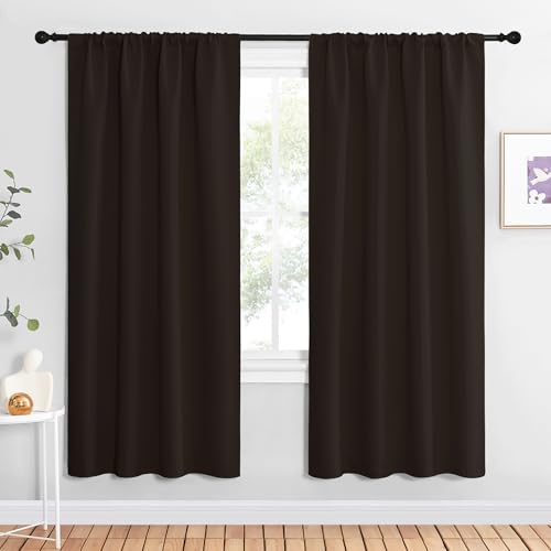 NICETOWN Blackout Curtains for Living Room, Toffee Brown, 2 Panels 42x72 Inches