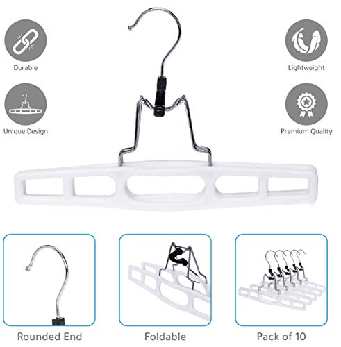 Premium Skirt Hangers - Space-Saving White Pant Hangers with Clasp (2-Pack)