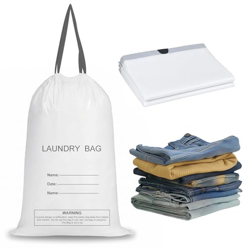 Large Disposable Laundry Bags with Drawstring - 20 Pack, 20.87"x15.75"