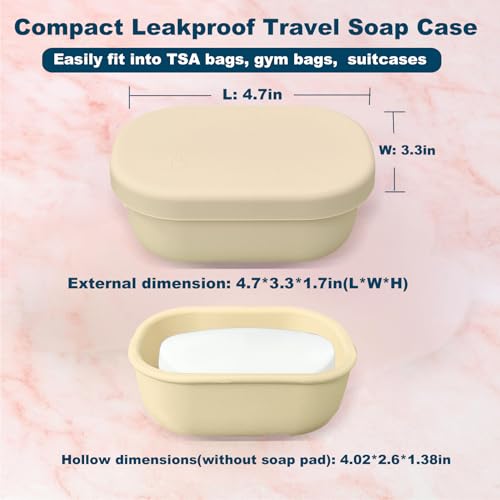 Silicone Travel Soap Case - Leakproof Soap Holder in Sand Color