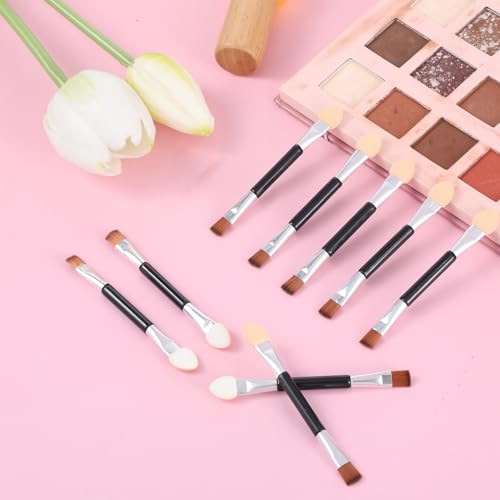 Tiesome 30Pcs 2-in-1 Eyeshadow Smudge Brush & Sponge Applicators