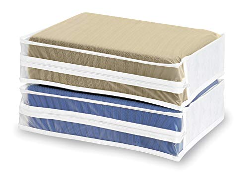 Whitmor Zippered Sweater Bag Set - Stackable Clear Storage Bags for Clothes