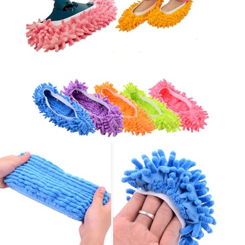 AISIBO Washable Microfiber Mop Slippers - 10 Piece Chenille Floor Dusting Set