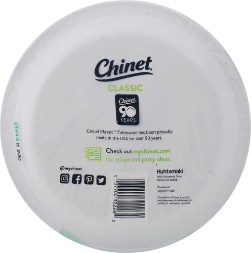 Chinet Classic White Dinner Plates - 32 Pack, Leak Resistant
