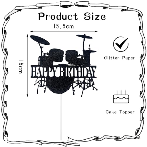 Music-Themed Happy Birthday Cake Topper - Drummer Decoration