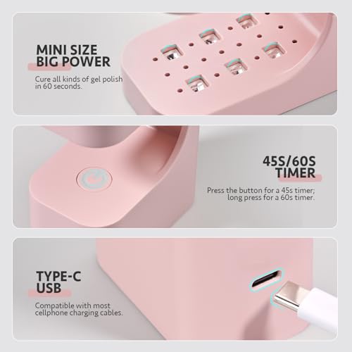 GAOY Mini UV LED Nail Lamp for Gel Nails & Extensions, Pink
