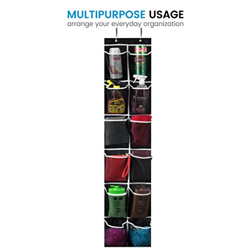 ZOBER Over the Door Shoe Organizer - 12 Mesh Pocket Hanging Storage Holder