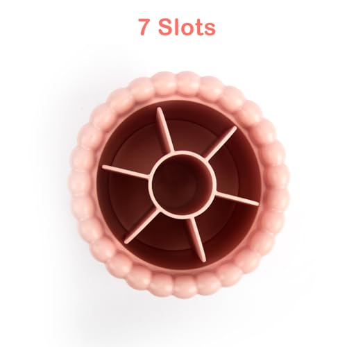 360 Rotating Makeup Brush Organizer - Pink 7-Slot Cosmetic Storage Cup