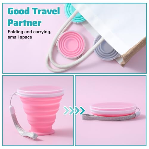 3 Pack Collapsible Cups for Traveling,Collapsible Travel Cup,Portable Reusable Silicone Drinking Folding Cup Set with Lid for Outdoor Adventures,Camping, Hiking, and Daily Use