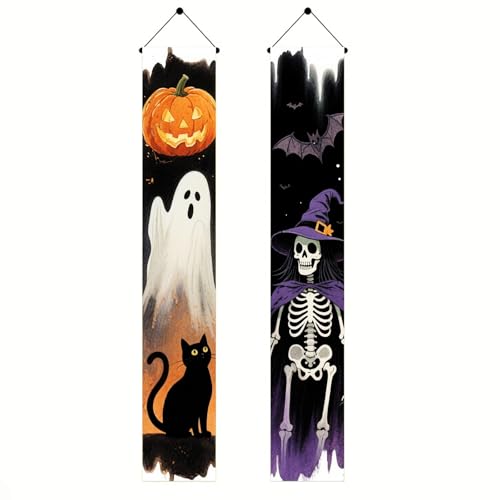 BlissYard Halloween Door Banner 12x71 Inch Porch Hanging Decoration