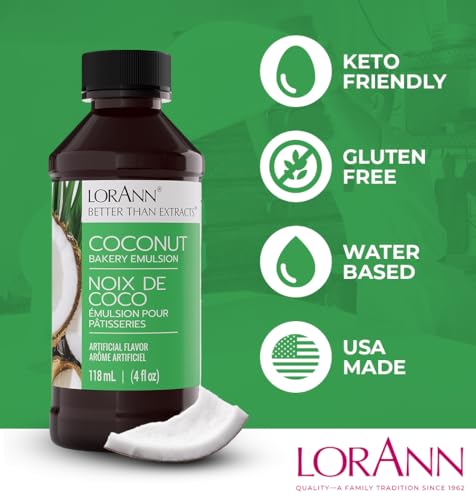 LorAnn Oils Coconut Bakery Emulsion - Premium Baking Flavoring, 4 Fl Oz
