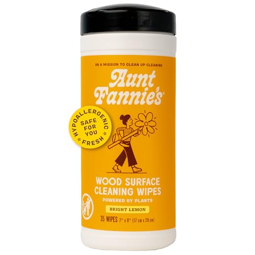 Aunt Fannie's Wood Surface Cleaning Wipes, Lemon, 35 Count