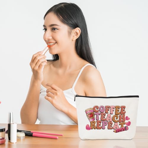 Teacher Appreciation Makeup Bag - Canvas Travel Toiletry Pouch Gift