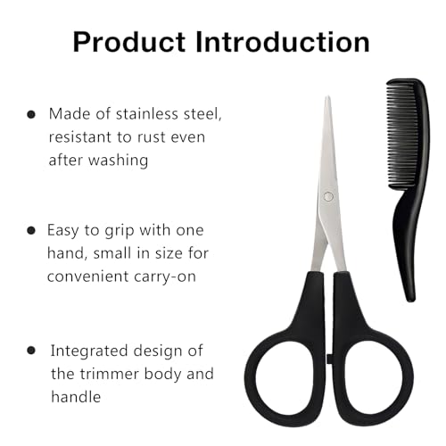 Kootinn 2 Pack Men's Beard and Mustache Scissors with Mini Comb Trimming Kit