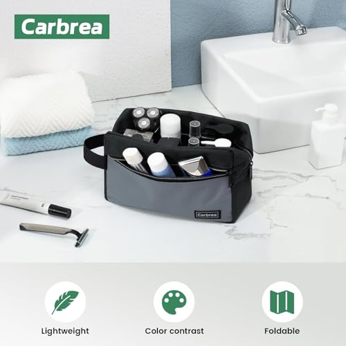 Carbrea Travel Toiletry Bag, Heavy-Duty Small Black Travel Pouch