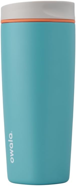 Owala SmoothSip 20 oz Insulated Stainless Steel Coffee Tumbler - Reusable Hot & Iced Coffee Mug | Grey/Blue