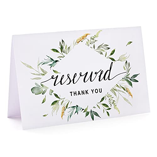 Greenery Reserved Table Signs - 10 Pack, 4x6 Inches for Weddings & Events