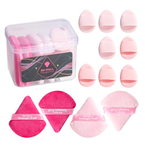 BS-MALL Pink Powder Puff and Mini Makeup Sponge Set - 12 Pack