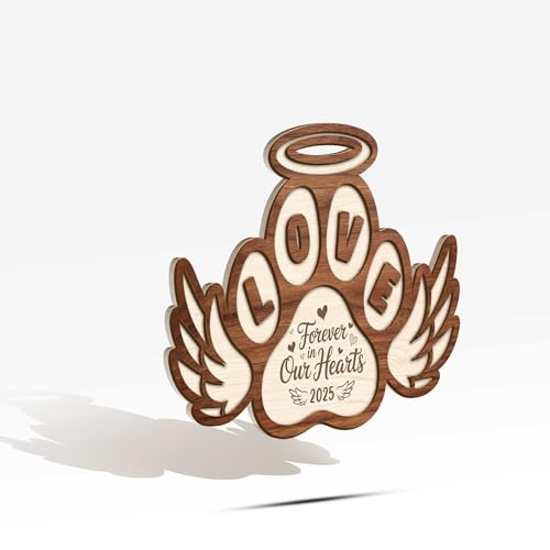 Pet Memorial Ornament 2025 – Wooden & Acrylic Paw Print Keepsake