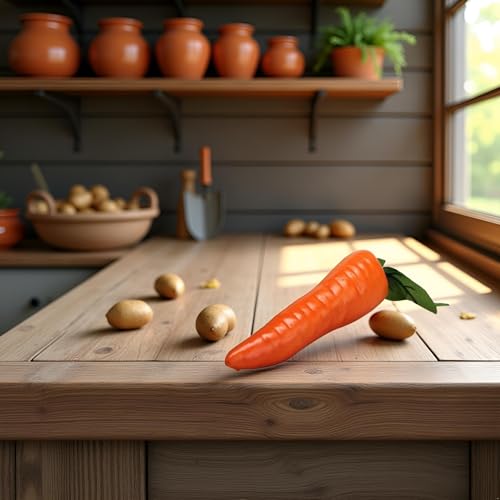 Realistic Orange Plastic Carrot - Reusable Home Decor (5.9in)