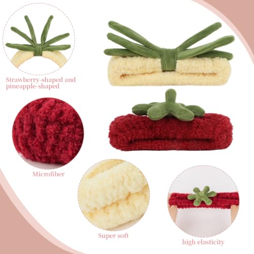 KIUEZIR 2PCS Fruit Spa Headband Soft Plush Makeup & Skincare Hair Bands