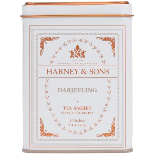 Harney & Sons Darjeeling Black Tea - 20 Pyramid Sachets in Decorative Tin
