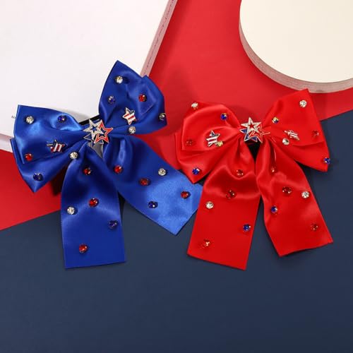 Patriotic Hair Bows 3PCS - Red White and Blue American Flag Hair Clips