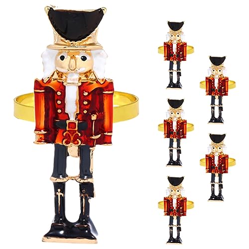6pcs Metal Nutcracker Napkin Rings Christmas Napkin Holders Holiday Decor
