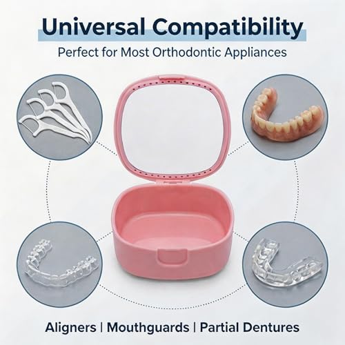 Ocircle Retainer Case with Mirror and Ventilation Holes Pink