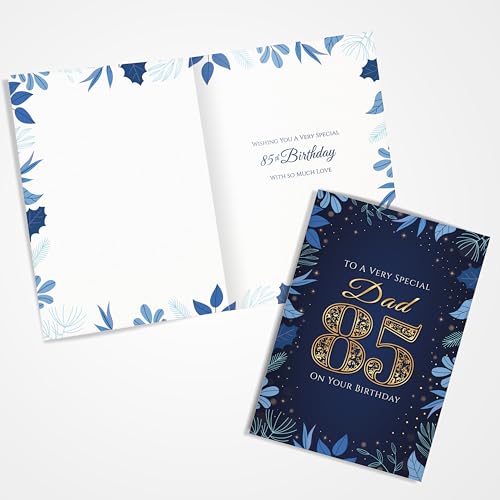 Elegant 85th Birthday Card for Dad - Navy & Gold Design