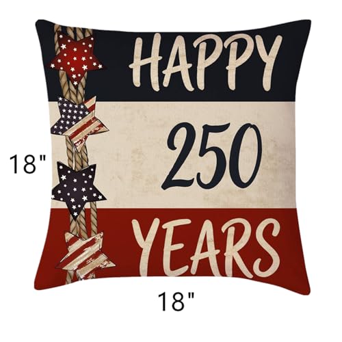 Patriotic 250th Anniversary Pillow Covers - Set of 4, 18x18