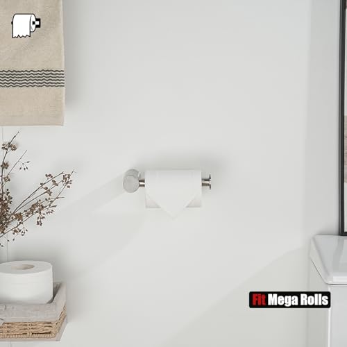 JQK 5-Inch Brushed Steel Toilet Paper Holder - 304 Stainless Steel, Holds Mega Rolls