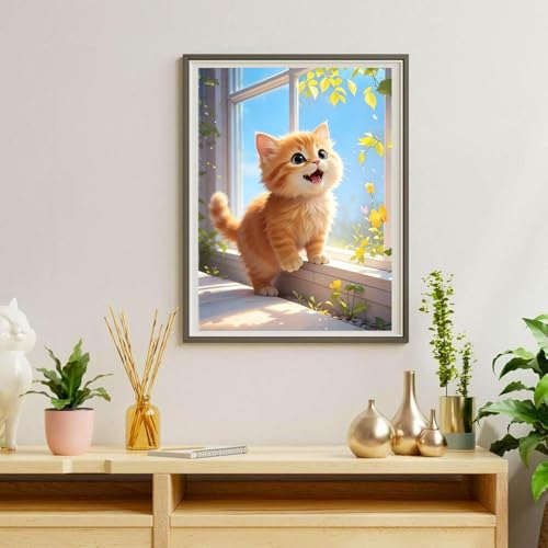 NebuIuxe Cute Kitten 5D Diamond Painting Kit, 12x16 Inch Cat Craft