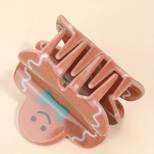 LETSWIN Gingerbread Man Hair Claw Clip Cute Christmas Acrylic Jaw Clip