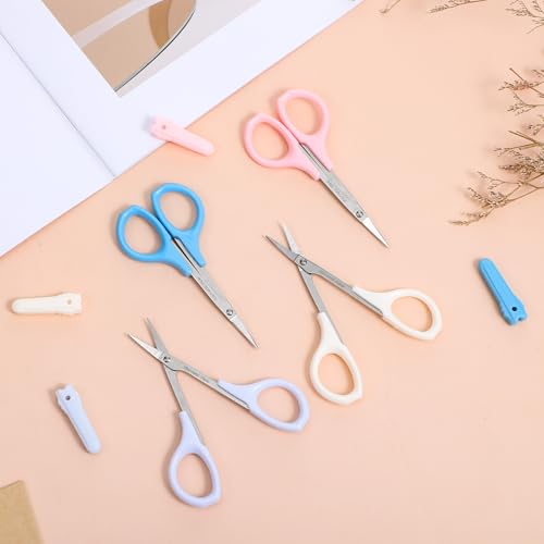 BOHUIZ 4-Piece Stainless Steel Eyebrow Scissors with Protective Caps