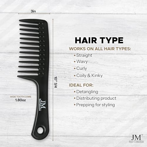 JM Hair Collection Wide Tooth Detangling Comb for Curly Hair