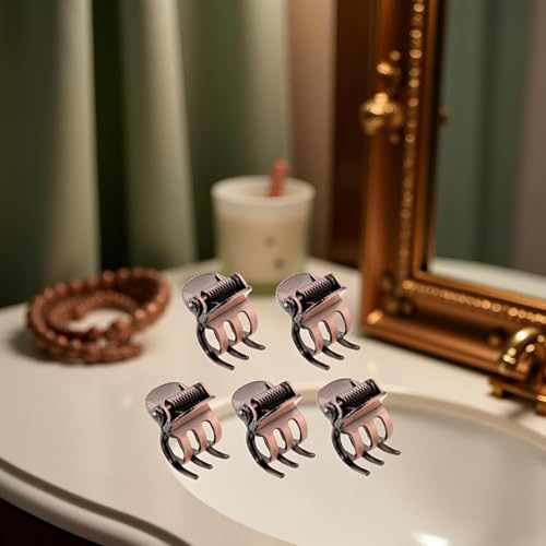 5-Piece Mini Metal Hair Claw Clips with Pearl Accents for Styling