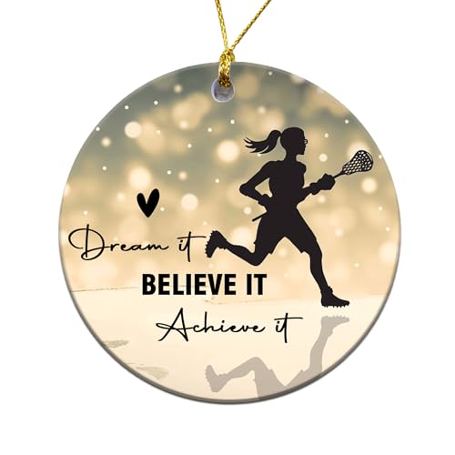 Girls Lacrosse Ornament for Christmas Tree - Cor2 Ceramic 3-Inch Holiday Decoration